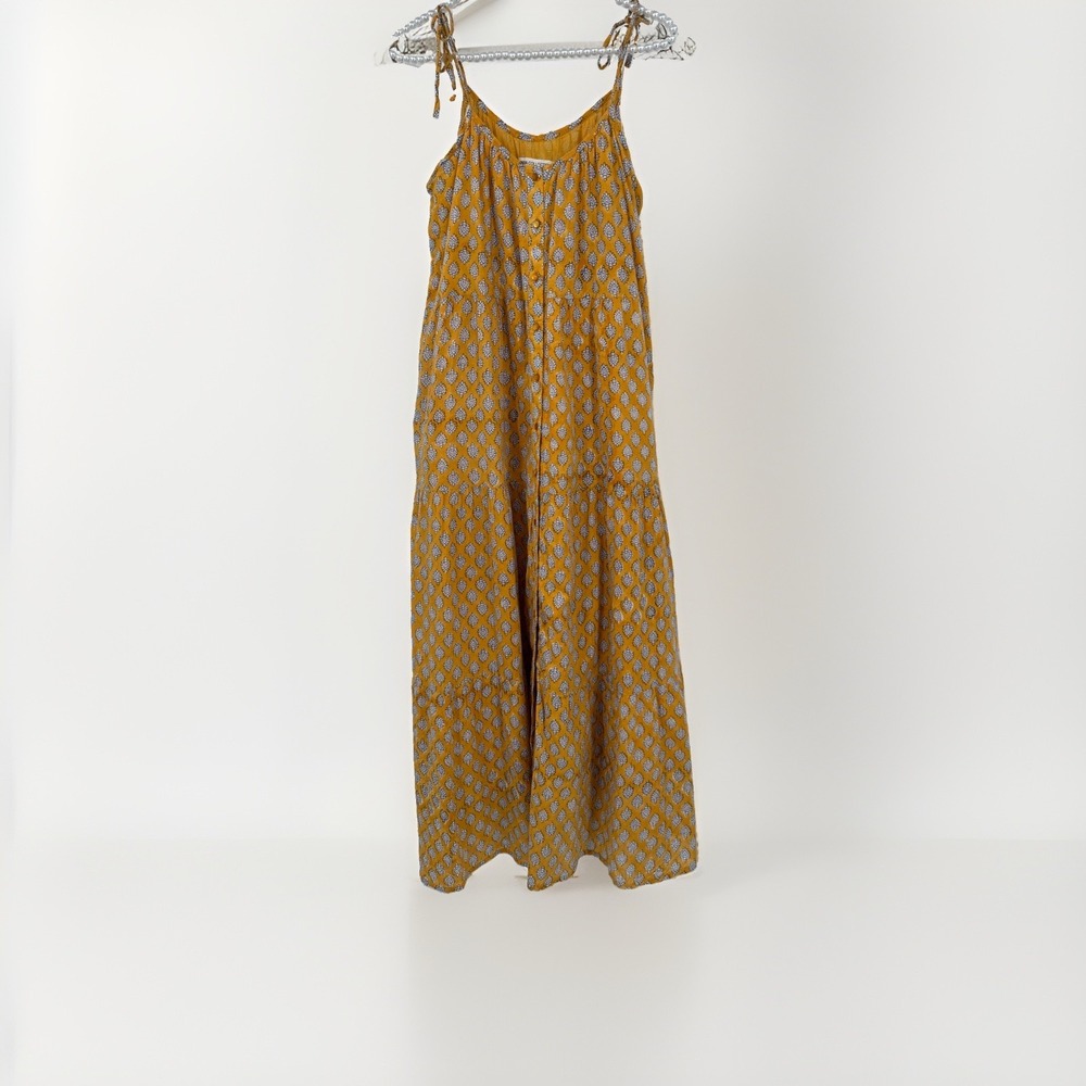 Emerson Fry India Collection Hand Block Printed Button Front Maxi Dress M/L??